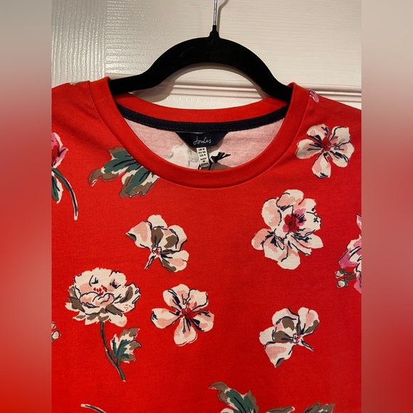 NWT Joules Size 4 Red Floral Short Sleeve Crew Neck Cotton Tee Shirt Dress - Picture 5 of 10